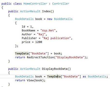 data in the TempData
